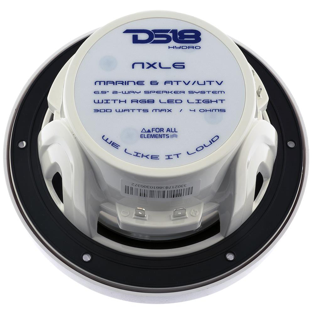 DS18 HYDRO 65 2Way Marine Speakers wRGB LED Lights 300W  White NXL6
