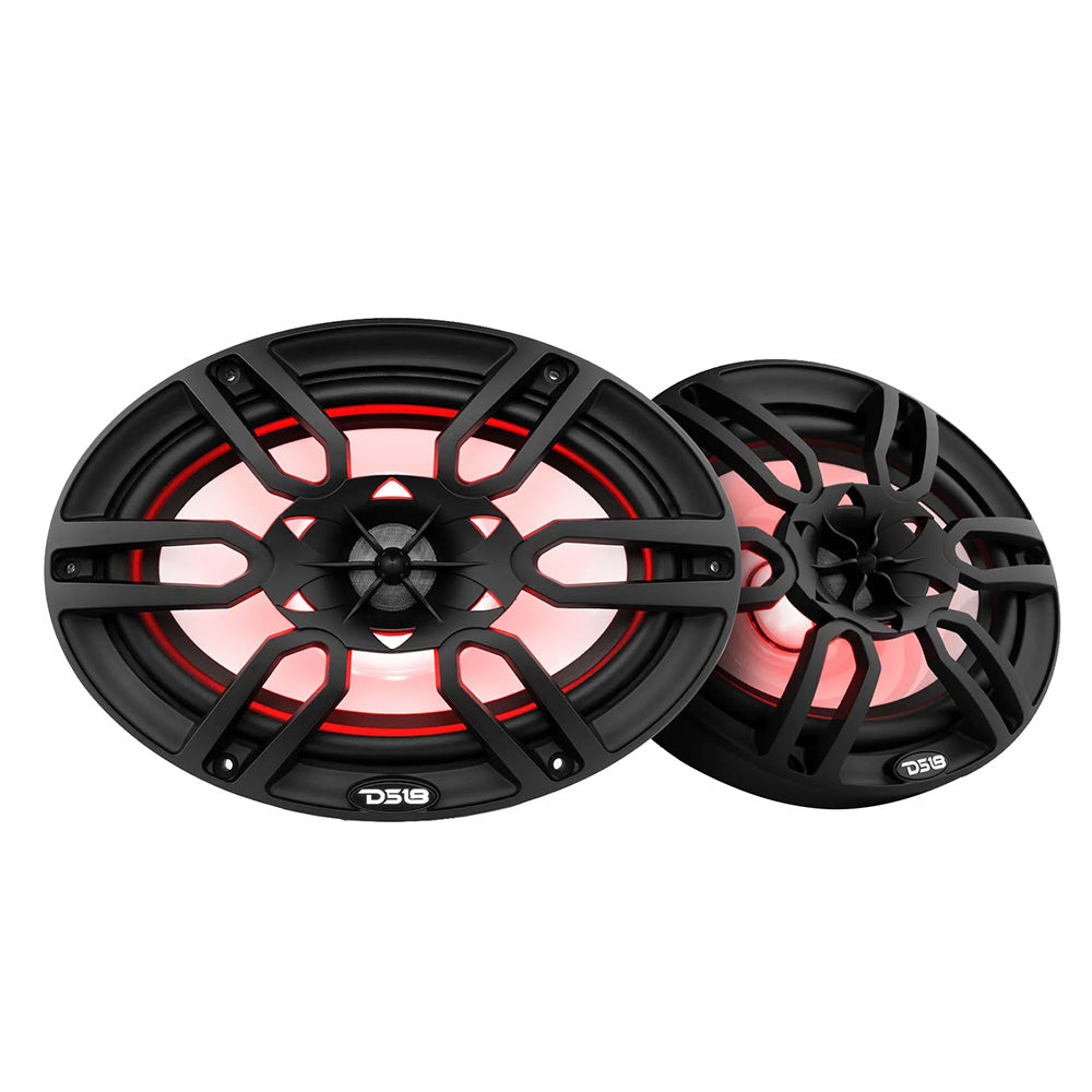 DS18 HYDRO 6 x 9 2Way Marine Speakers wIntegrated RGB LED Lights  375W  Black NXL69BK